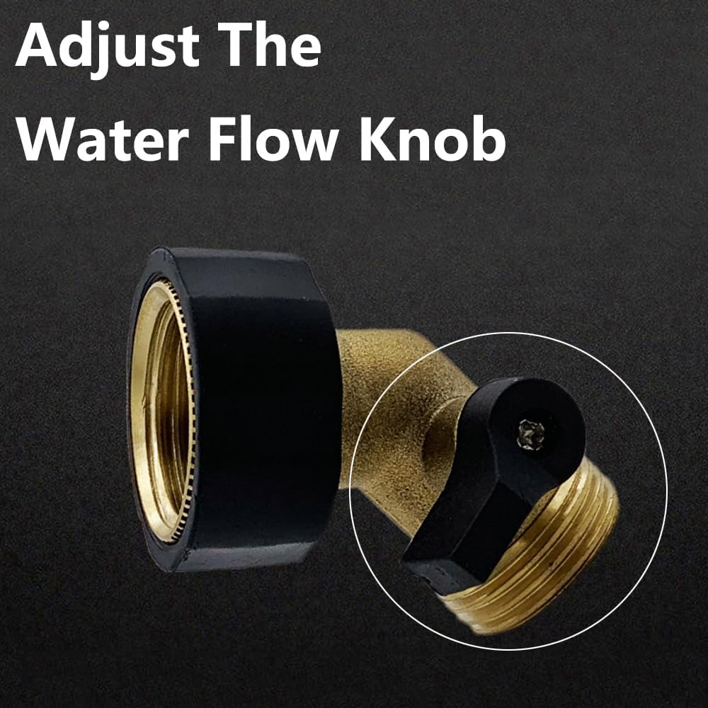 3/4'' Brass Garden Hose Connector, 45Degree Brass Manifold Tap Elbow Adapter, Irrigation Hose outside Tap Adaptor, Heavy Duty Hose Adapter, Threaded Elbow BSP Connector for Garden Hose - 4Pcs image number 4