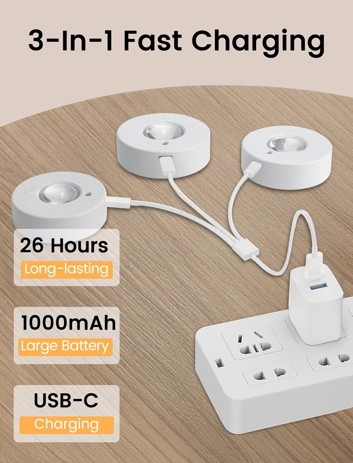 MERTTURM Rechargeable LED Cupboard Light, USB Wireless RGB Puck Light, Battery Operated Shelf Display Cabinet Light, Dimmable Stick on Wall Light with Remote Control/Timer for Wardrobe/Kitchen-3 Pack image number 3