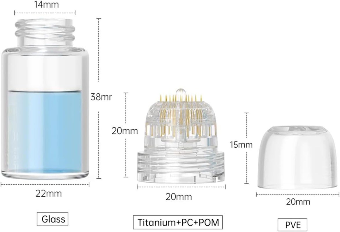 Titanium Derma Roller 0.25Mm - 20 Micro Needles with 5Ml Glass Bottle for Home Use (Serum Is Not Included)