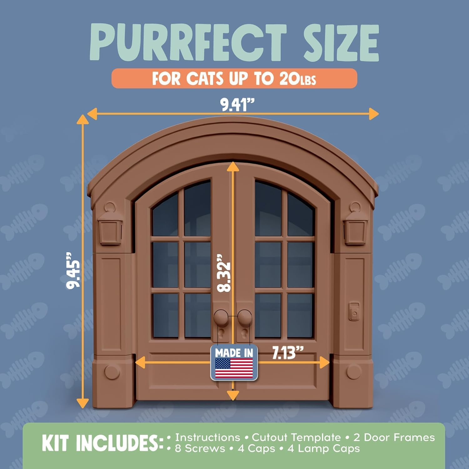 Purrfect Portal French Cat Door - Stylish No-Flap Cat Door Interior Door for Average-Sized Cats up to 20 Lbs, Easy DIY Setup, Secured Installation in Minutes, No Training Needed, 7.13 X 8.32&rdquo; - Brown image number 2