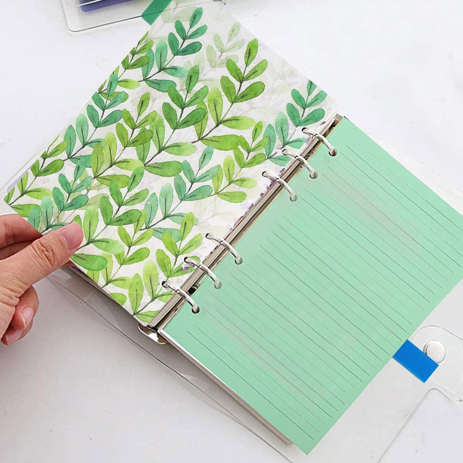 12Pcs A5 Binder Dividers Binder Dividers 6 Ring Loose A5 Binder Divider Personal Planner Index Divider Organizer Leaves File Tabs Filing Tabs for Travel Diary Journal/Planner/Filofax Notebook image number 2