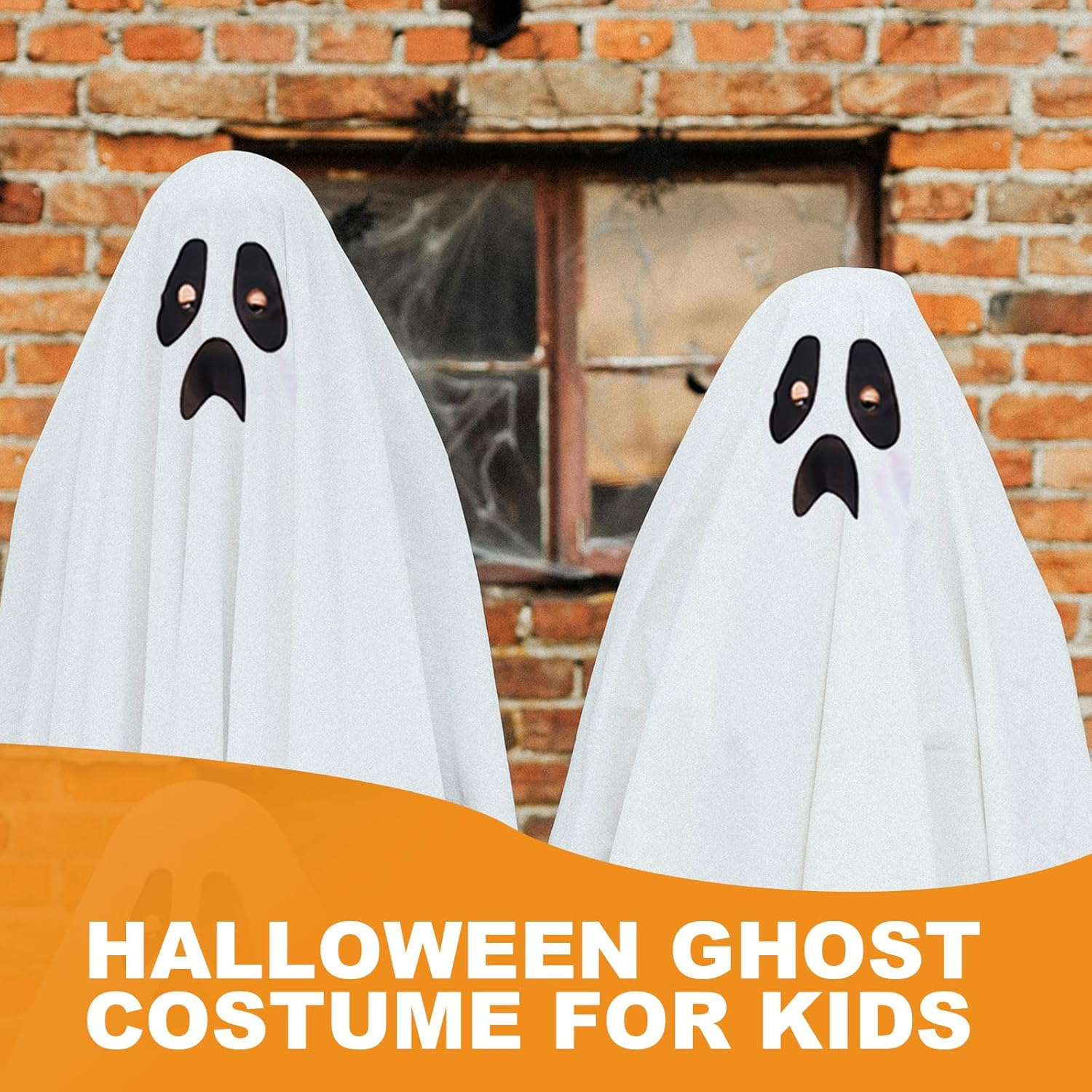 Ghost White Cape Halloween Costume for Children Boys Girls Scary Sweet or Sour Halloween Costume White Party Cosplay Carnival Masquerade Christmas (White) image number 5