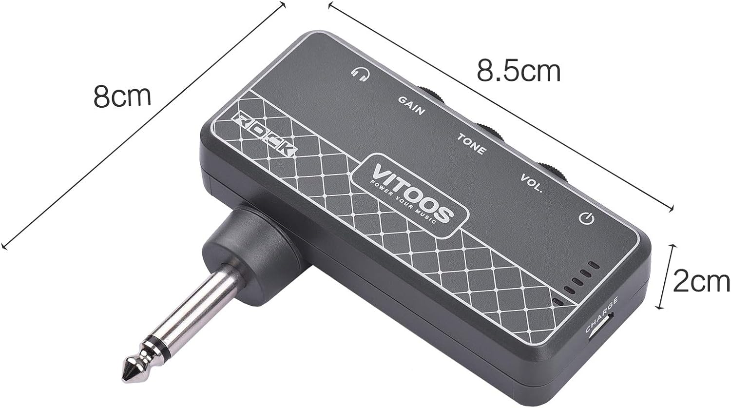 Rock Guitar Headphone Amplifier Amp 1/4 Inch Plug 3.5Mm Headphone Jack & Aux in with Gain Tone Volume Contorls Built-In Battery image number 5