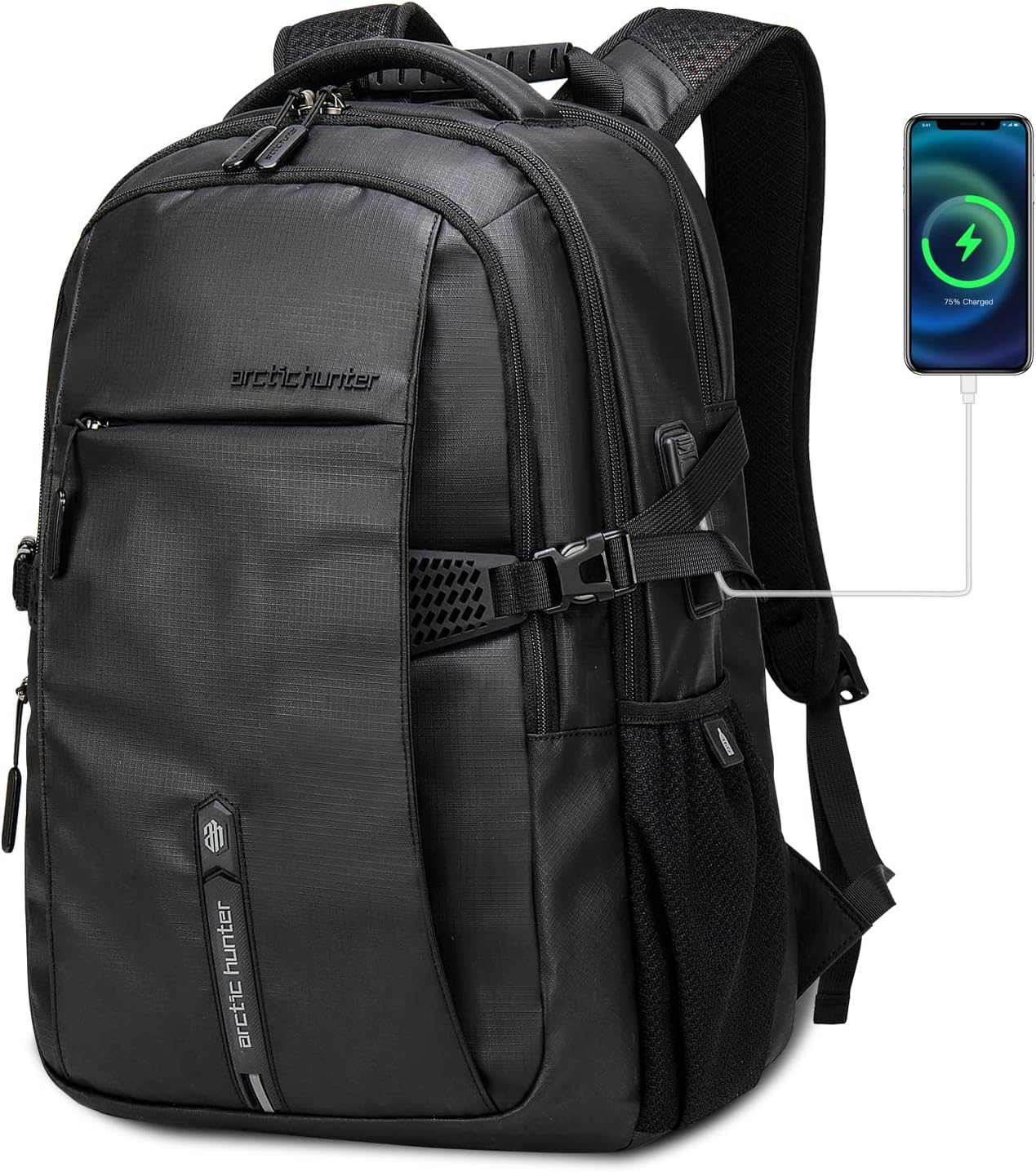 Laptop Backpack, ARCTIC HUNTER AH Anti-Theft Waterproof Backpack with USB Charging Port, Business Backpack with Multiple Compartments 15.6 Inch image number 2