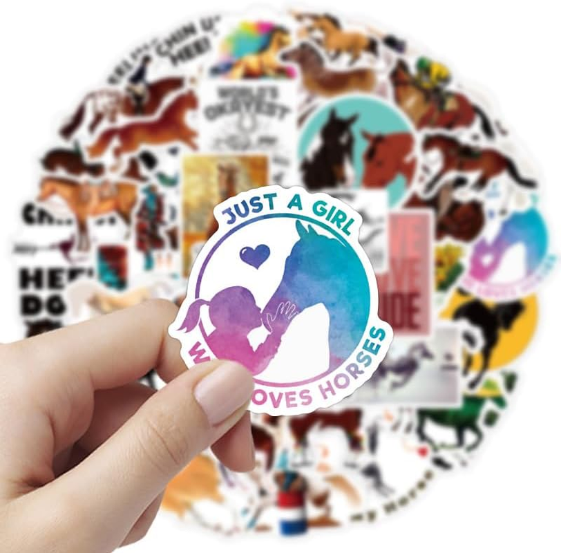 100PCS Horse Riding Stickers, Aesthetic Equestrian Vinyl Decals for Laptop, Water Bottles, Skateboard, Luggage & Guitar, Trendy Horsemanship Designs, Great for Horse Lovers & DIY Crafts image number 4