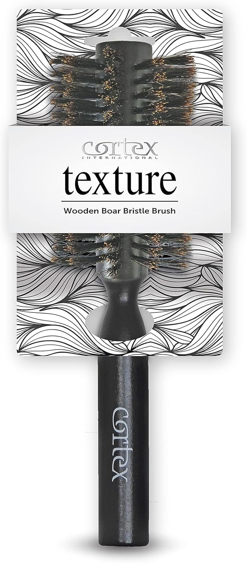 Cortex Professional 100% Boar Bristle round Hair Brush, for Women and Men, for All Hair Types, Natural and Soft Hair Brush - Black Wood 2.4" image number 6