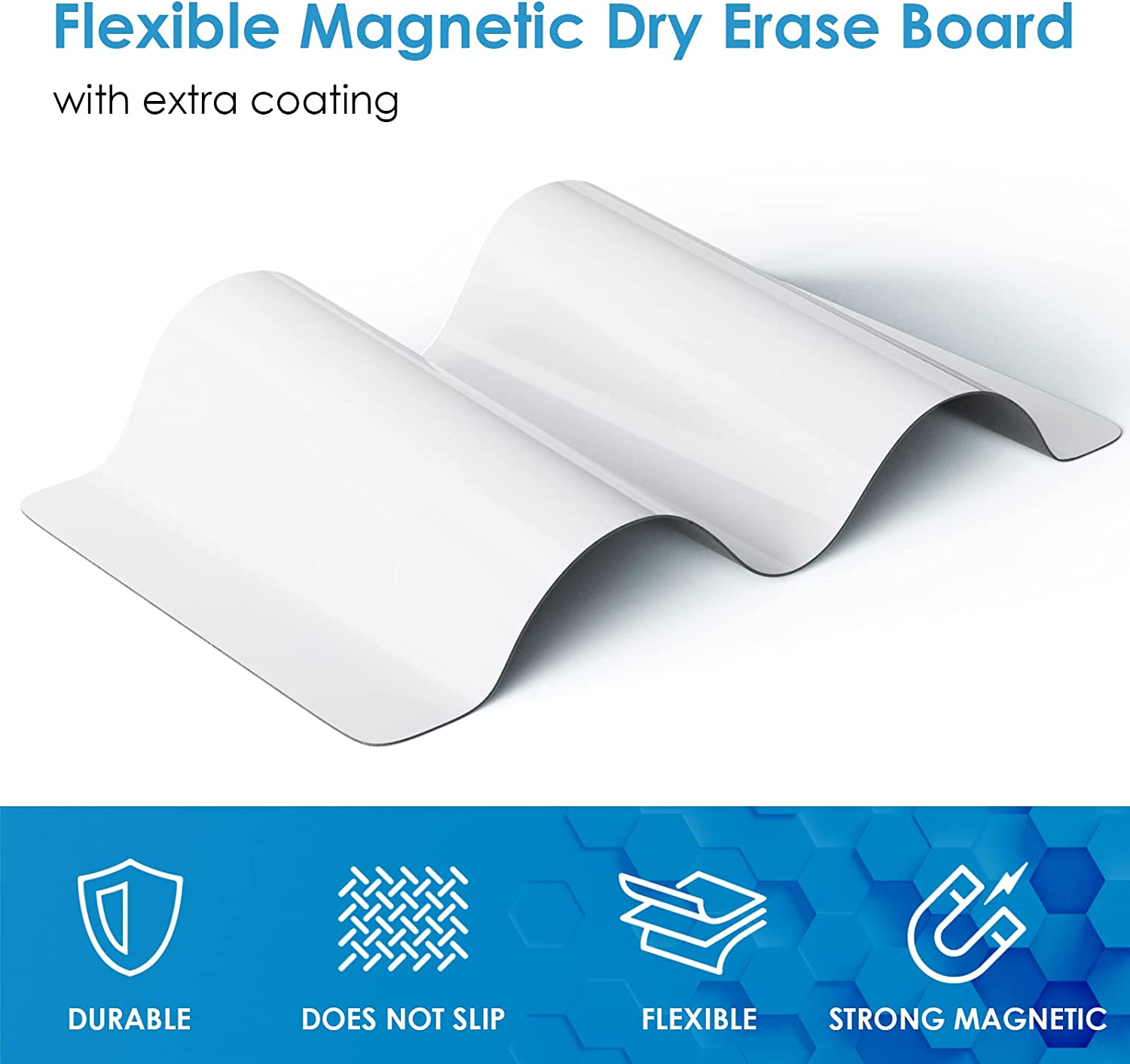 Maxgear Small Magnetic Dry Erase Board Sheet for Refrigerator, Fridge Whiteboard for Kitchen, 12" X 8" White Board Organizer and Planner with Stain Resistant Technology, Include 1 Eraser, 3 Markers