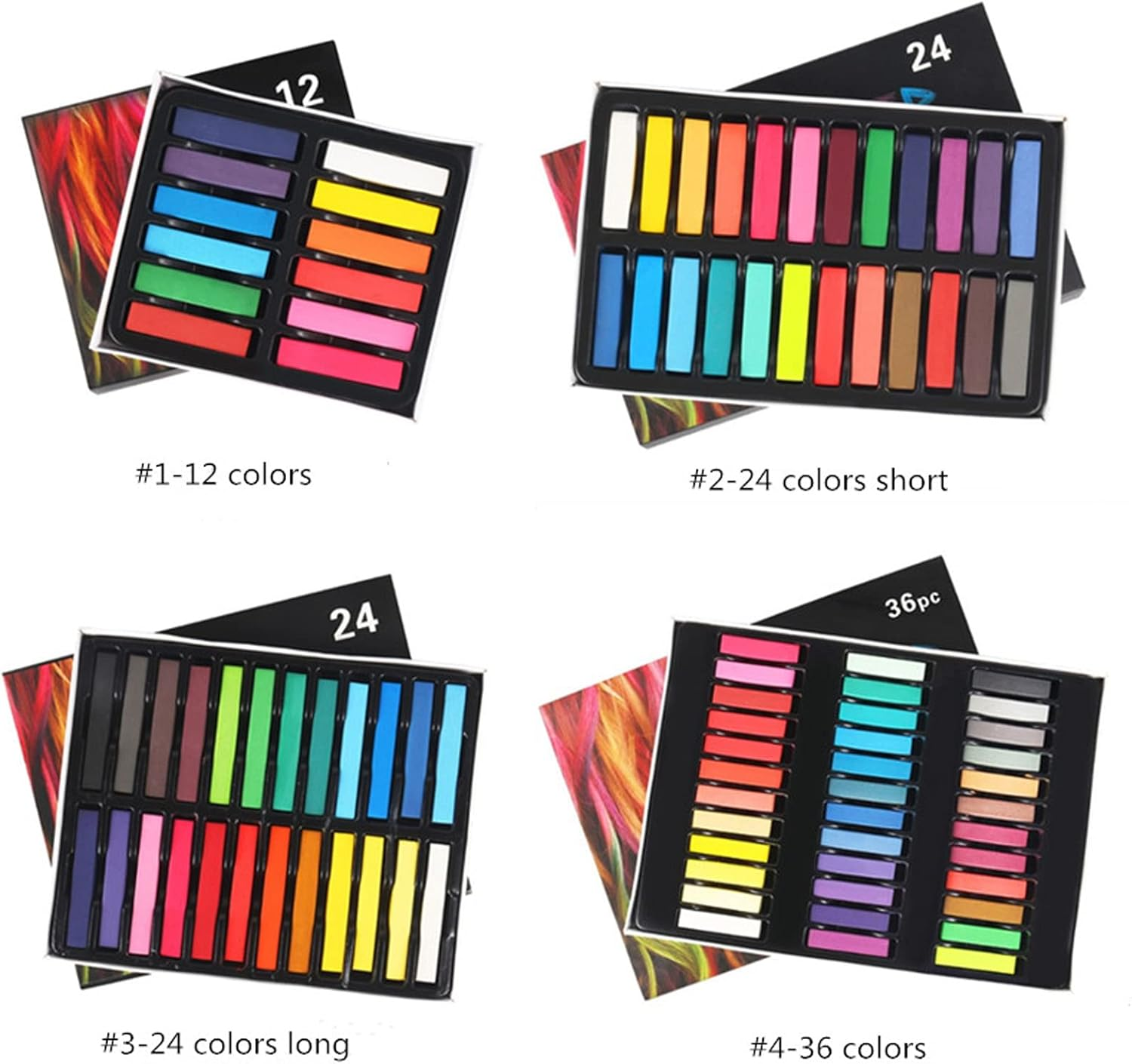 Joyeee Hair Chalk for Kids, Blue Hair Chalk, 36 Colors Deluxe Black Green Brown Gray Red Blonde Purple Pink Hair Chalk, Gifts Idea for Daughter, Friends and Sister, Toxin-Free image number 5