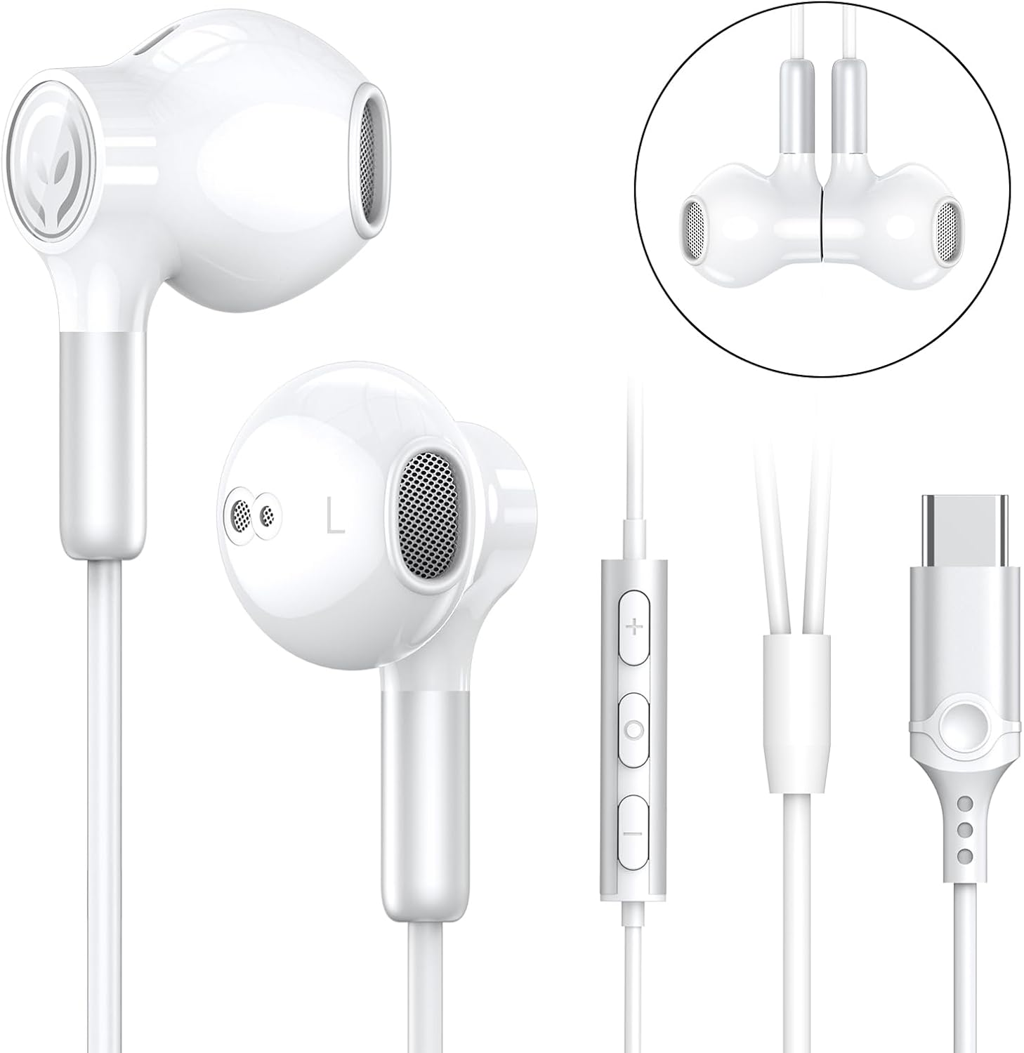 USB C Headphones for Samsung USB C Earphones with Microphone In-Ear Headphones Wired Earbuds USB Type C Earphones for Galaxy S23 Ultra S22 S21 FE S20 A53 A54 A34 Iphone 15 Pro Max Ipad Pro Pixel 8 7 6 - Black image number 5