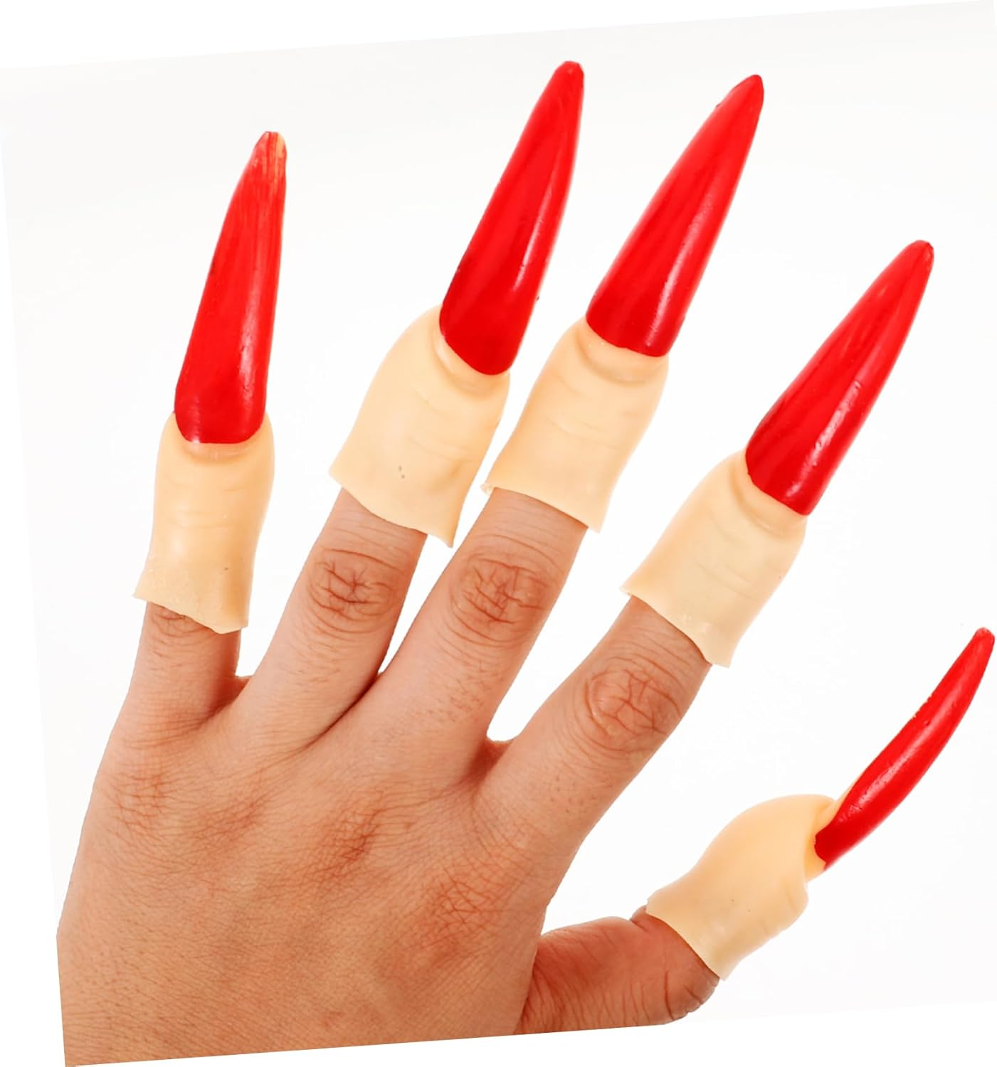 Reusable Halloween Witch Finger Fake Finger Prop Red Large Nail, Multi-Function Decorative Rubber Halloween Accessory for Party Costume and Festival image number 3