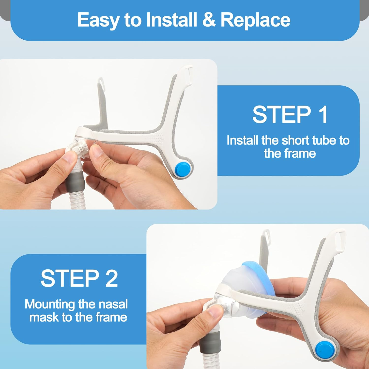 2 PCS Replacement Nasal Cushion (M) Compatible with Airtouch N20 & Airfit N20, Upgraded Blue Memory Foam for Soft Fit & Comfort, Great Value CPAP Nasal Pillow for N20 Supplied by Airsmart, Medium image number 2