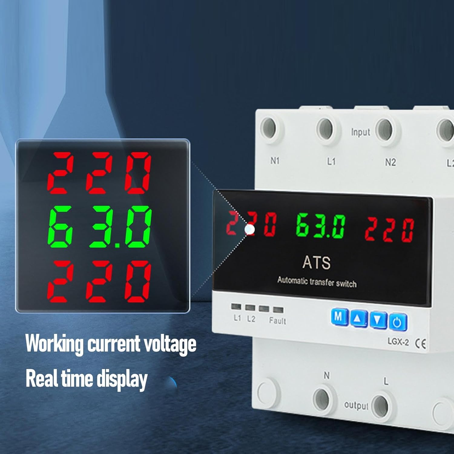 Pyhodi 63A Automatic/Manual Transfer Switch, Dual Power Selector with LED Display, L1 Priority, DIN Rail Mount,50 60Hz CE Certified ATS for Generator and Backup Power image number 5