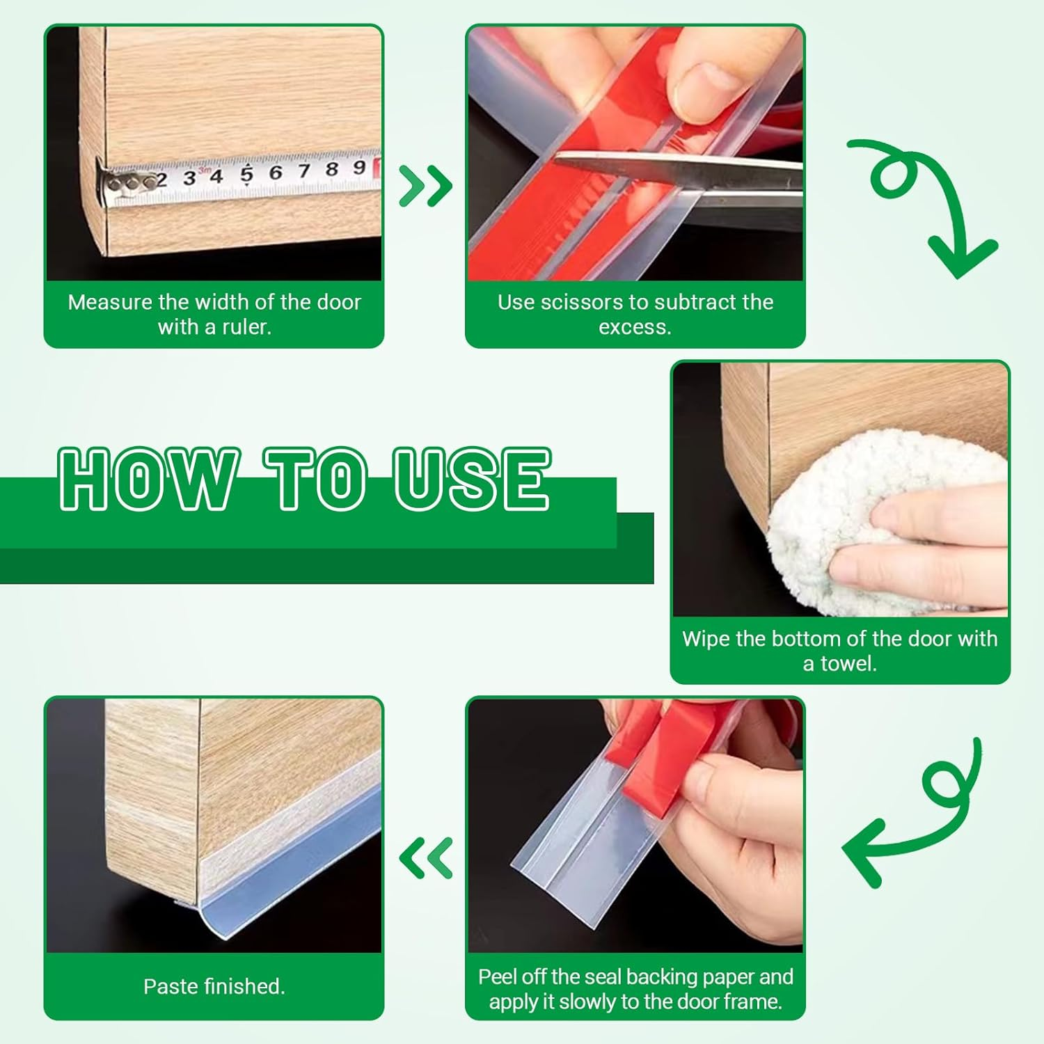 Huakaile T-Shaped Clear Door Draft Stopper Blocker, 9.8 Ft X 1.3" Silicone Weather Stripping Window Seal Strips, Self-Adhesive Waterproof Shower Door Bottom Sweep for Insulation Gap image number 4