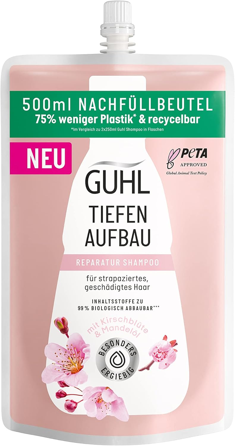 Guhl Deep Build-Up Refill Bag, 500 Ml, Shampoo, Repairs the Hair Structure, Hair Type: Damaged, Need for Repair, Sufficient for Refilling 2 Guhl Bottles image number 3