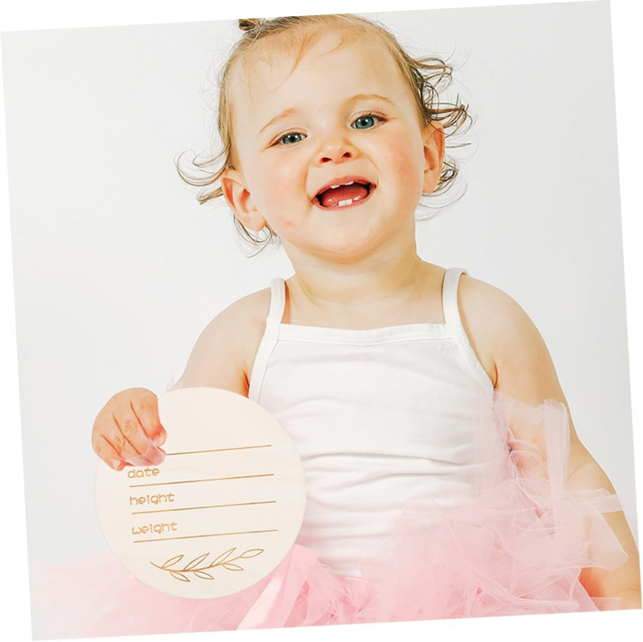 DOITOOL 12Pcs Wooden Birth Announcement Sign Smooth round Keepsake for Newborn Photography Creative Design Milestone Cards for Capturing Growth Moments image number 3