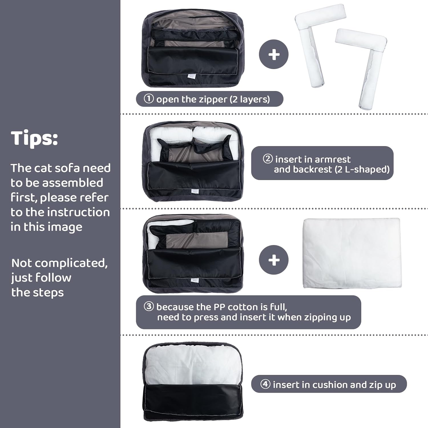 Hollypet Cat Bed for Small Dogs, Soft Plush Sofa Bed for Cats and Puppies, Soft Breathable Sofa Nest for Pets, Pink - Pink image number 3