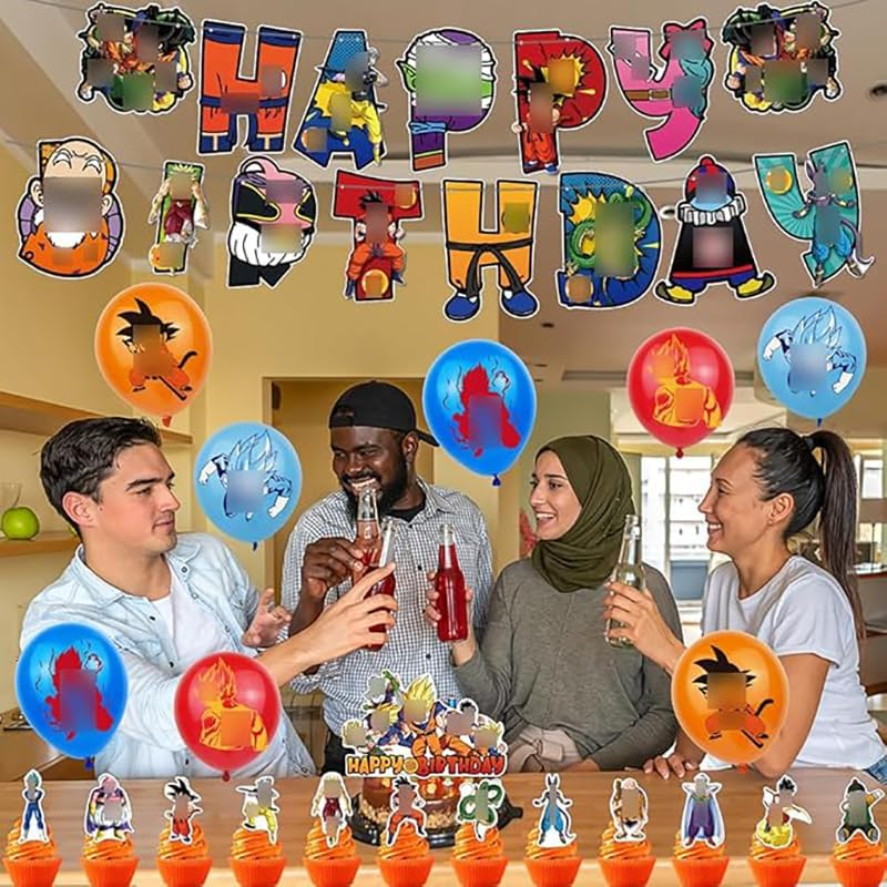 Birthday Decoration Birthday Decorations Party Supplies Birthday Balloons Dragonball Balloons Birthday Goku Cake Topper Birthday Banners image number 5
