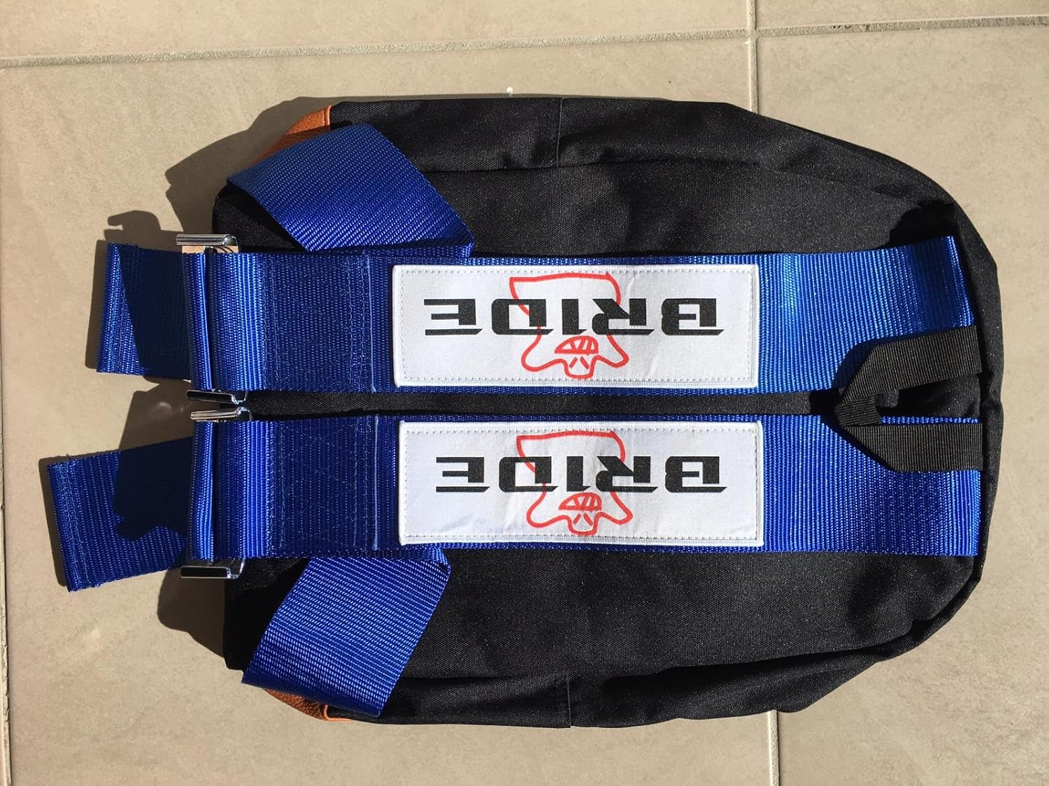 JDM Bag Backpack with Blue Bride Racing Harness Strap & Brown Leather Bottom image number 5