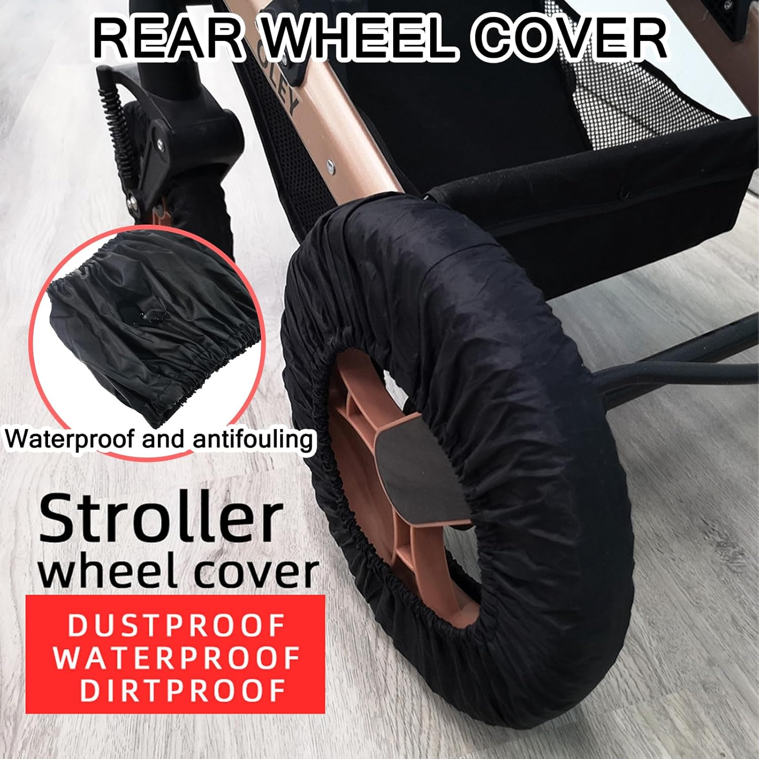 DAVBNM 4Pcs Baby Wheel Covers, Stroller Wheel Protectors, Baby Stroller Wheel Covers, Pram Wheel Covers, Wheel Chair Protectors, Stroller Wheel Protective Cover, Waterproof and Dustproof image number 4