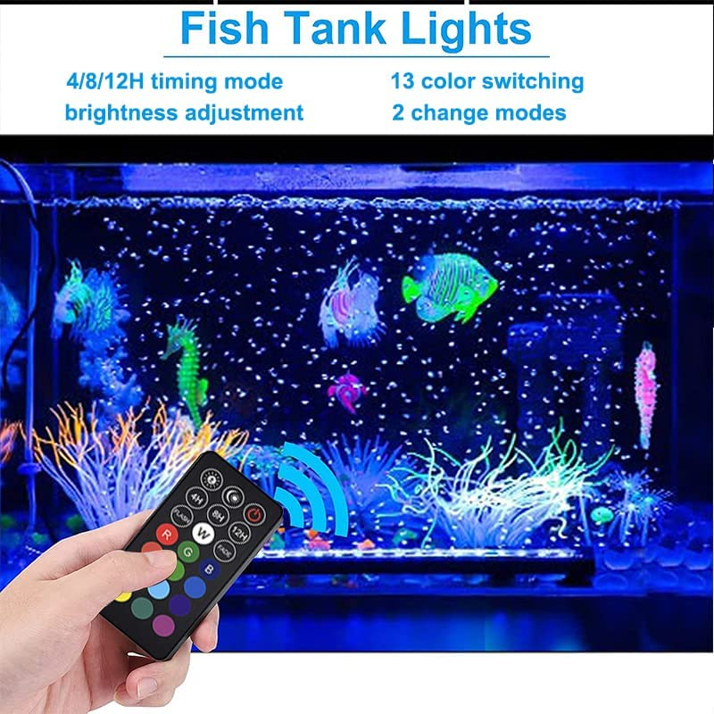 28-88CM RGB LED Fish Tank Light, Abeststudio Submersible Aquarium Light with Air Bubble Hole, IP68 Waterproof, 16 Colors Changing LED Lights (68Cm (For 70-80Cm Tank)) image number 1