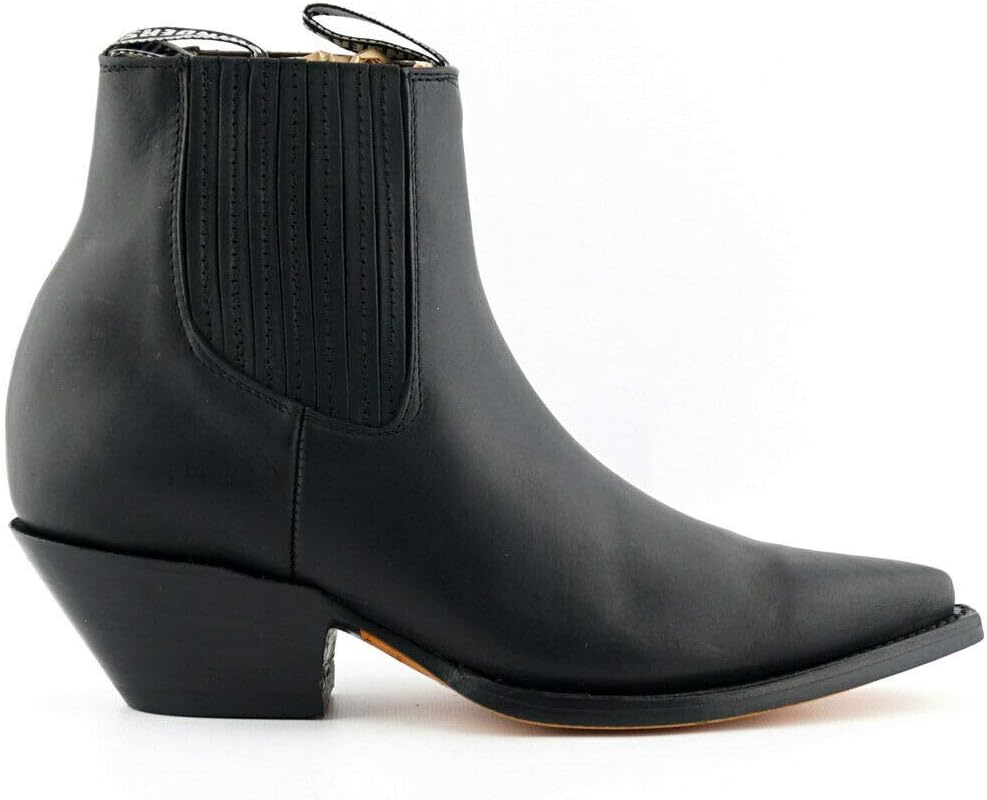 Grinders Unisex Mustang Black Leather Western Cowboy Dancing Ankle Boots 3