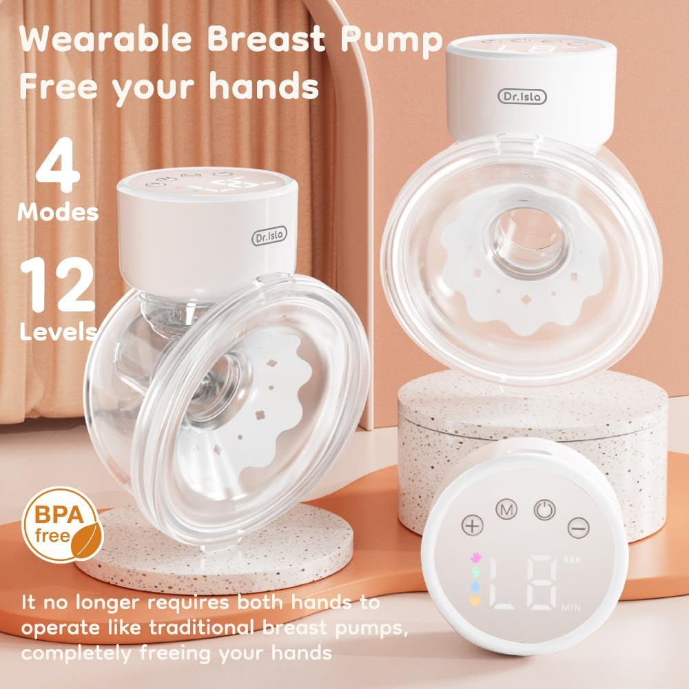 Hands-Free Breast Pump EB29 White, Wearable Pump with Comfortable Double-Sealed Flange(19Mm 24Mm 27Mm), Painless & Silent, 4 Modes & 12 Levels Memory Function for Easy Pumping, Smart Display，8-Piece Set, White image number 2