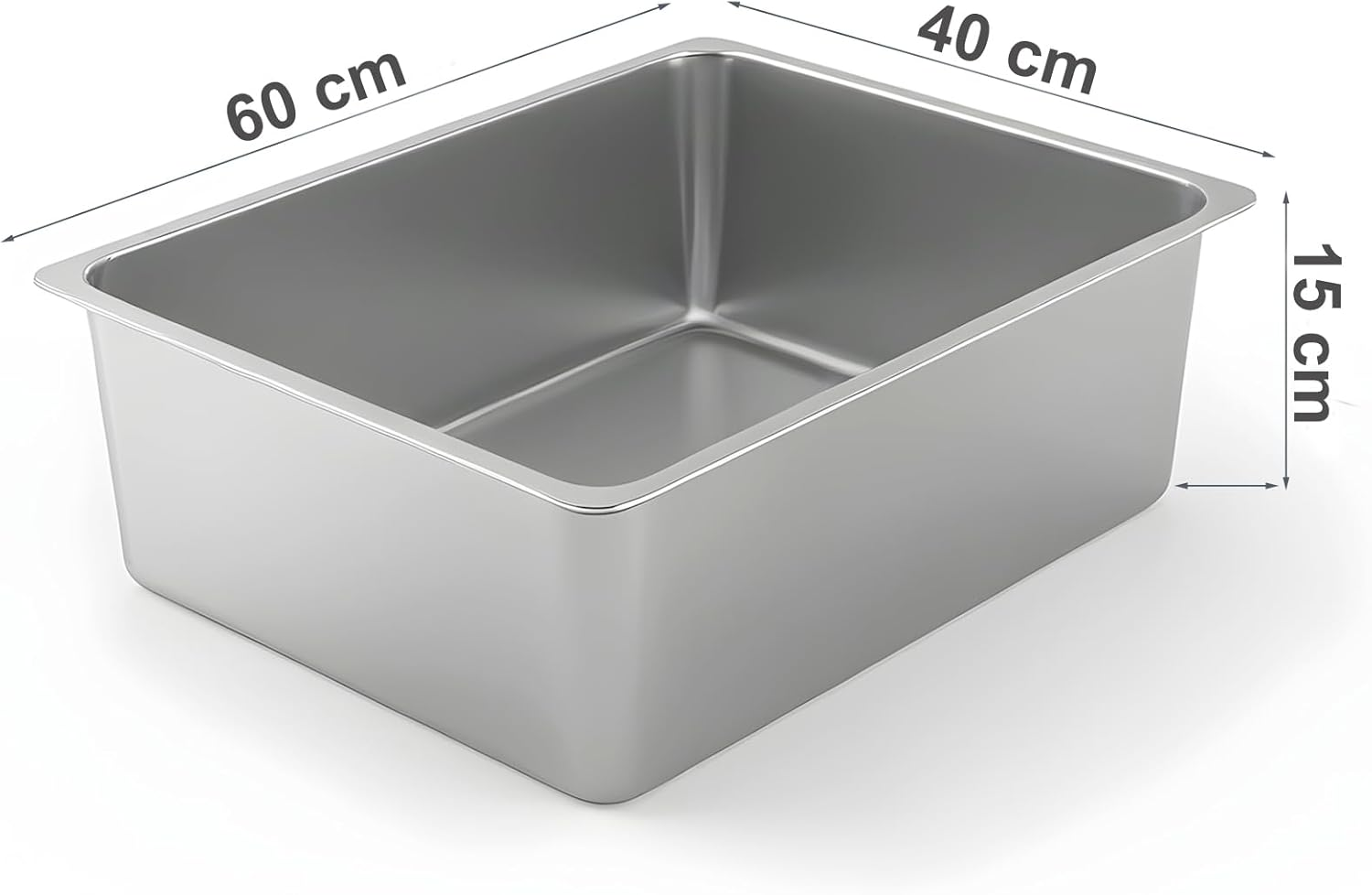 Stainless Steel Cat Litter Box - Shakico Metal High Sided Litter Pan Tray, No Smell, Non Stick, Easy to Clean, Pet Toilet Supplies for Indoor Large and Medium Cats, Puppy, Kitten, Kitty, Rabbit image number 4