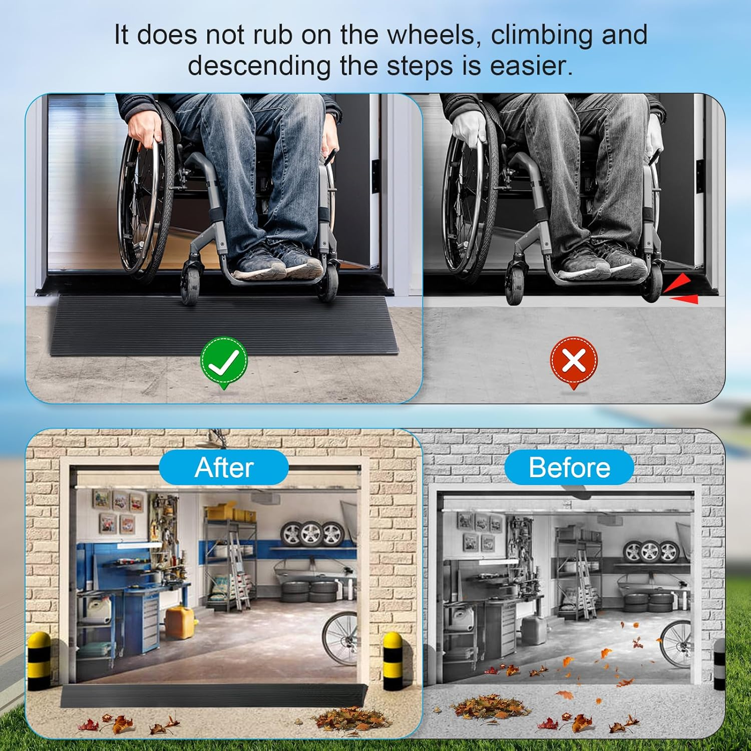 Threshold Ramp, 2.5Cm Height Self Adhesive Black Silicone Doorway Threshold Strip, 90 X 8Cm Cuttable Sweeping Robot Threshold for Wheelchair image number 1