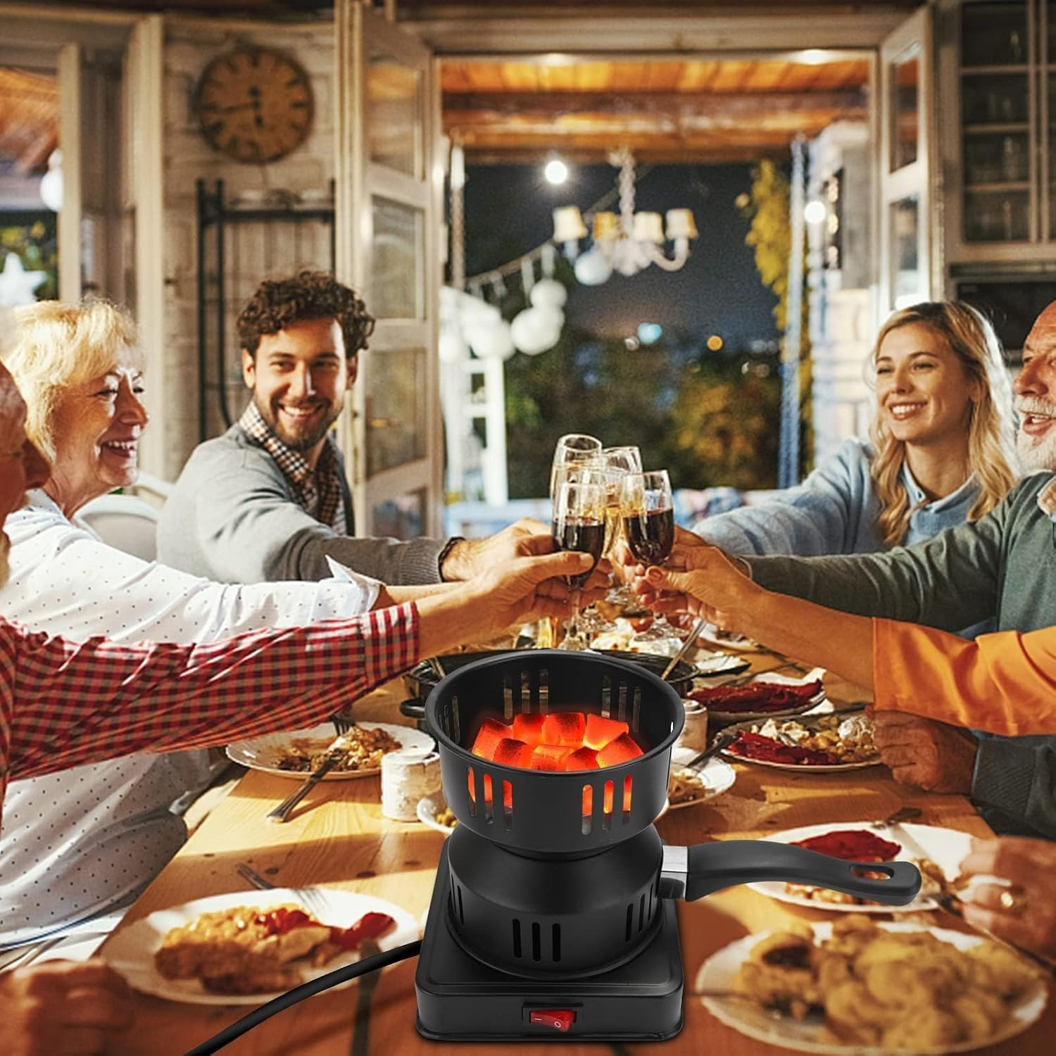 Electric Charcoal Lighter, 450-600 W Charcoal Electric Charcoal Grill, Burner, Charcoal Grill Accessories, Charcoal Lighter, Charcoal Basket, Heating Plate with Carry Handle & Charcoal Grid image number 2