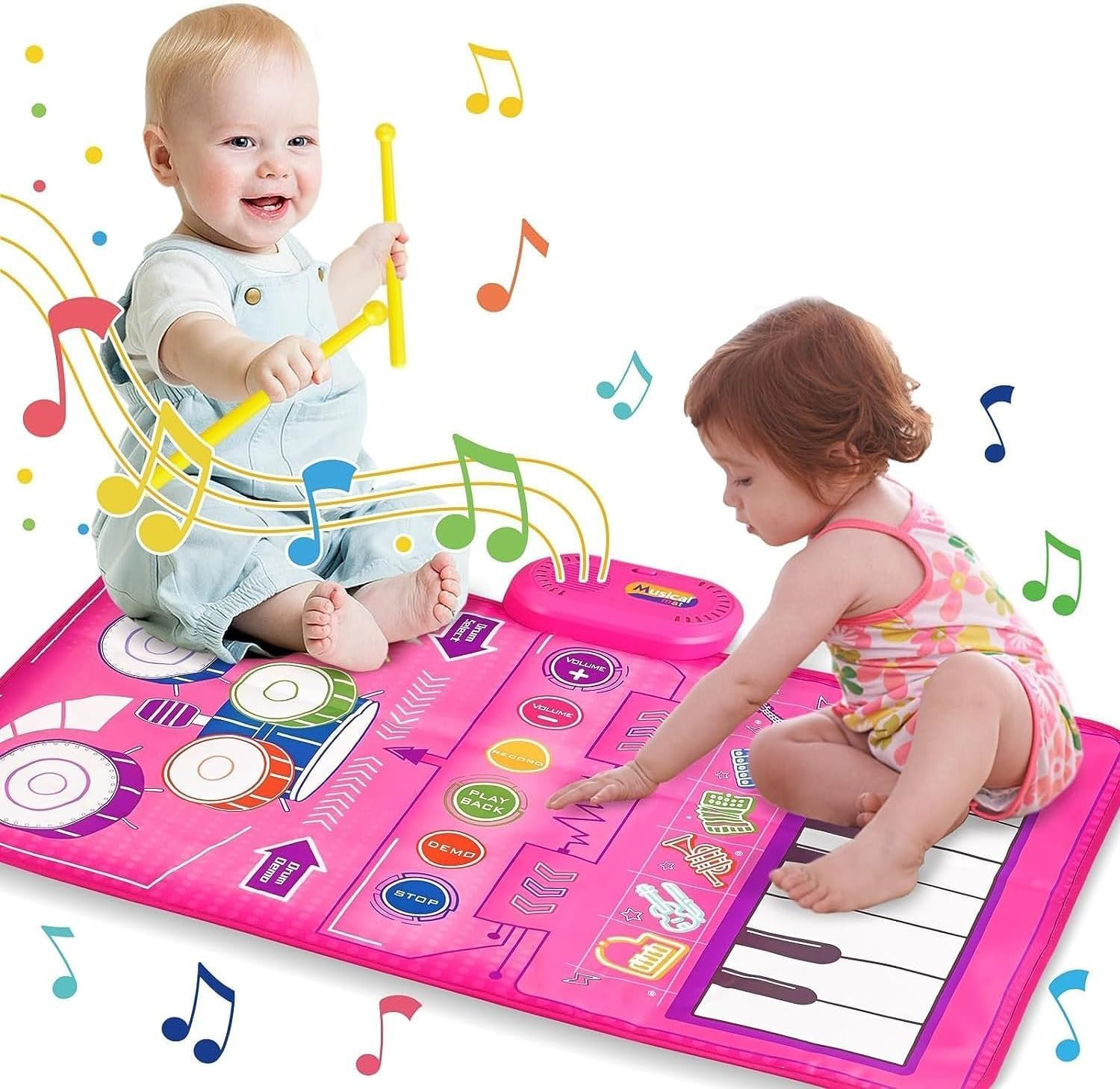 1 Year Old Girl Gifts, Piano Mat Baby Toys for 1 Year Old Girl, 2 in 1 Toddler Music Mat with Keyboard & Drum, Early Educational Musical Toys First Birthday Gifts for 1 2 Year Old Girls & Boys image number 3