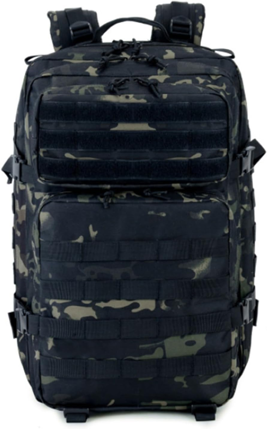 Toguma 50L Tactical Backpack Assault Pack with Adjustable Shoulder Strap, Hiking Trekking Rucksack Large Daypack Laptop Backpack Computer Bag for Woman Man (Camouflage Black) image number 5