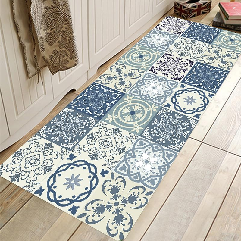Non-Slip Absorbent Kitchen Floor Mat for Standing, Soft Black Kitchen Runner Rug, Kitchen Floor Mats for Front of Sink, Laundry Room, Hallway (Mint Green, 50Cm X 80Cm + 50Cm X 120Cm) image number 3