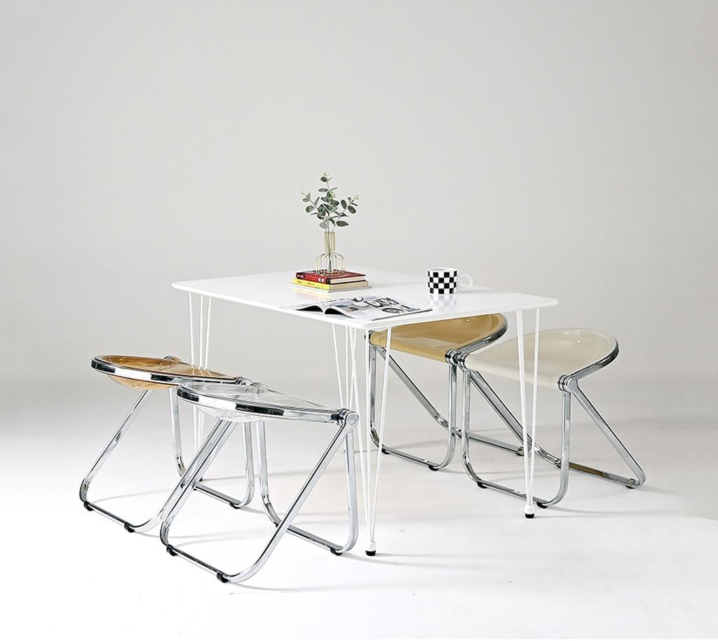 Mkostlich Modern Acrylic Folding Chairs, Clear Acrylic Dining Chair, Office Chair, Steel Chrome Frame Chair, Acrylic Seat Stool Chair for Desk Kitchen Party, Stackable Conference Room Chair image number 3