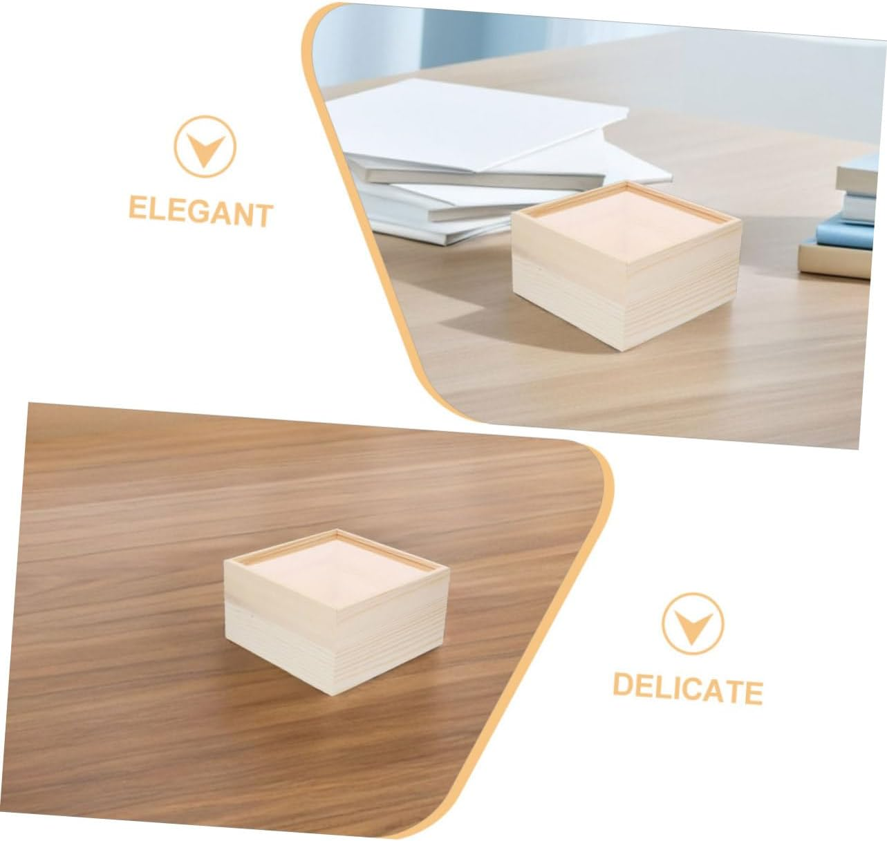 Amosfun 2Pcs Acrylic Storage Box Sliding Lid Unfinished Wooden Box Small Keepsake Storage Container for Crafts and Stationery Organiser image number 3
