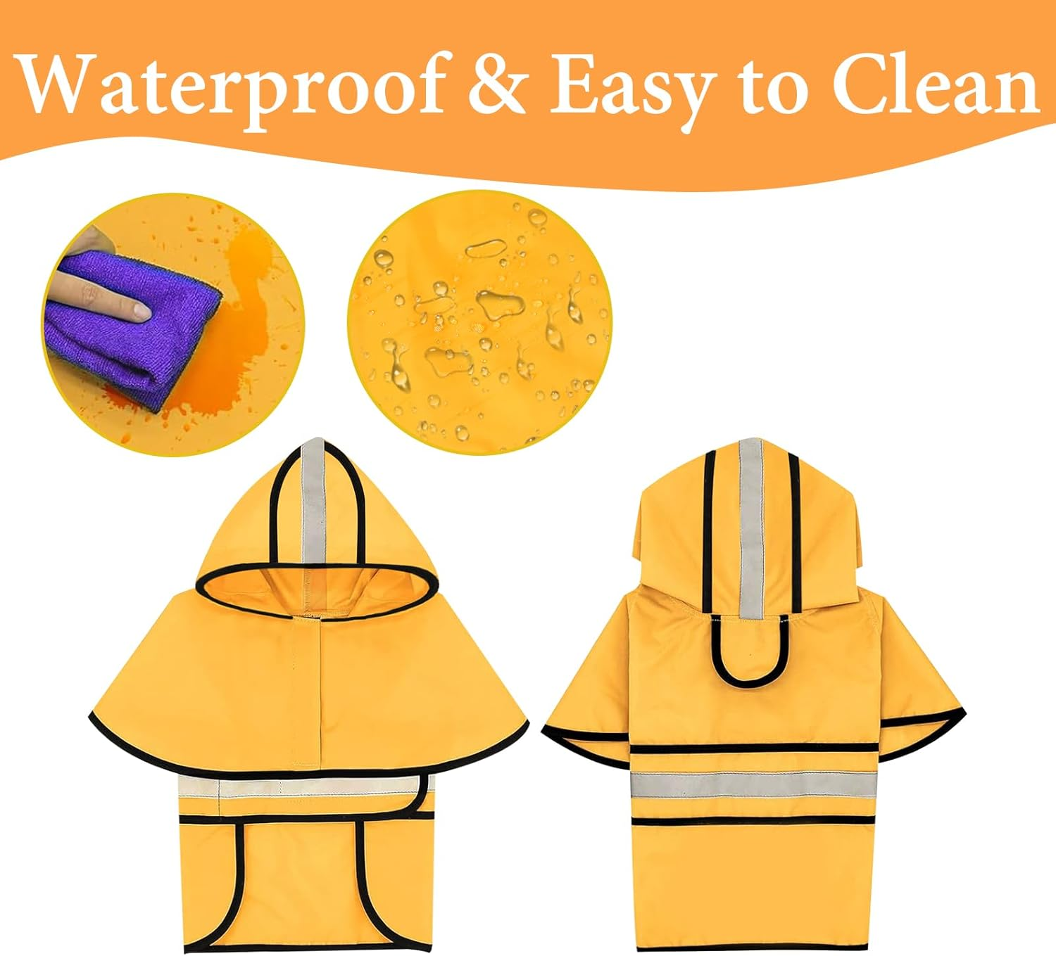 Wvacfre Dog Raincoat Hooded Poncho,Velcro Adjustable Waterproof Dog Raincoat Lightweight Reflective Tape Pet Slicker for Large Dogs