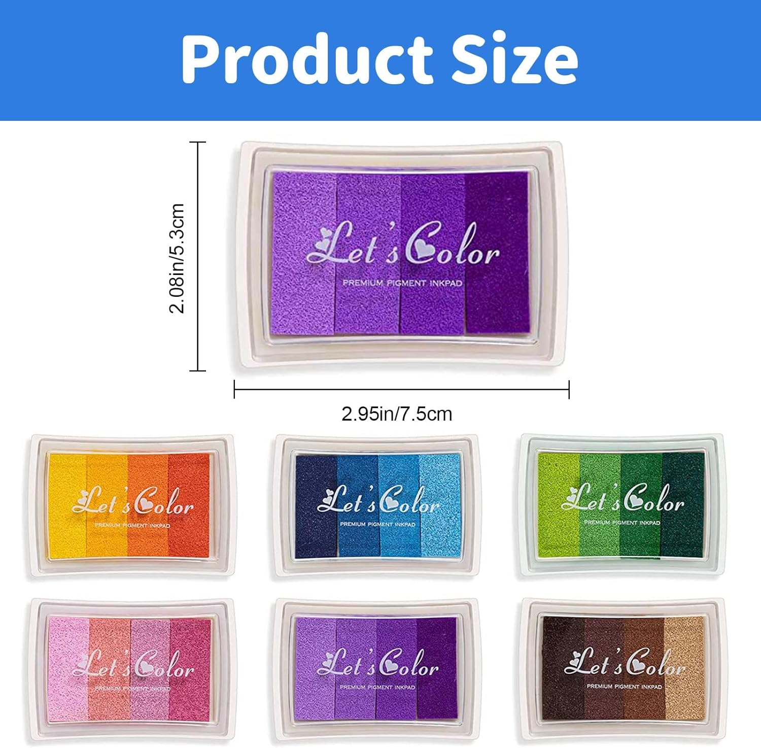 Craft Ink Pad, 6 Gradient Colors Washable Ink Pads, Stamp Ink Pad for Paper, Craft, Wood Fabric, Card Making, Scrapbooking,Kids (6 Pcs) image number 2