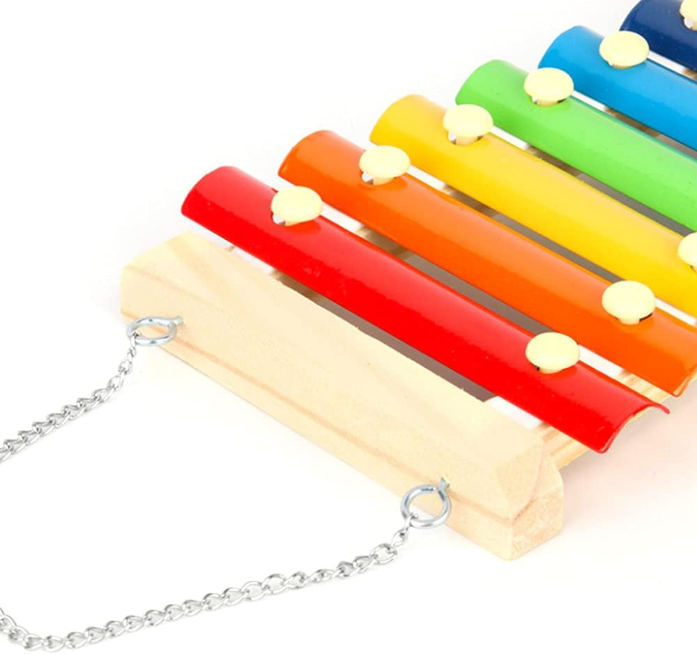 Chicken Toy Chicken Xylophone Toy Wooden Suspensible Hen Musical Toy with 8 Keys Pecking Toy Hanging Feeder Toy for Chicken Bird Parrot Macaw Hens () image number 1