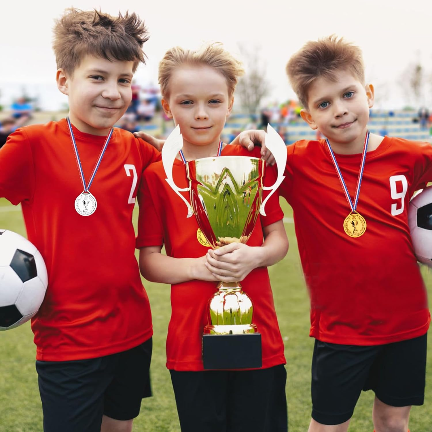 30PCS Gold Medals, Geeric Plastic Medal with Neck Ribbons for Kids/Student/Adults Medal Winner Medals for Party Decoration Gift/Competition/Sports/Activity image number 3