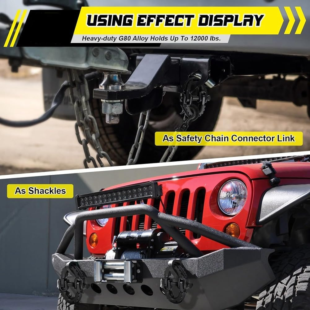 Safety Chain Connector Link, 1/2IN Tow Hitch Hammerlock Coupling Link, 2 Pack G80 Alloy Steel Tow Chain Connector Red image number 4