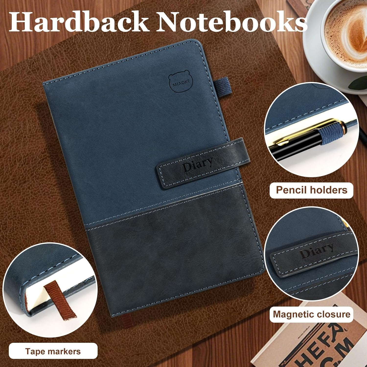 MIAOKE Journal Notebook, A5 Lined Leather Diary, 300 Pages, Luxury Pen Included, Hardcover Professional Notebook for Office, Travel, Business image number 1