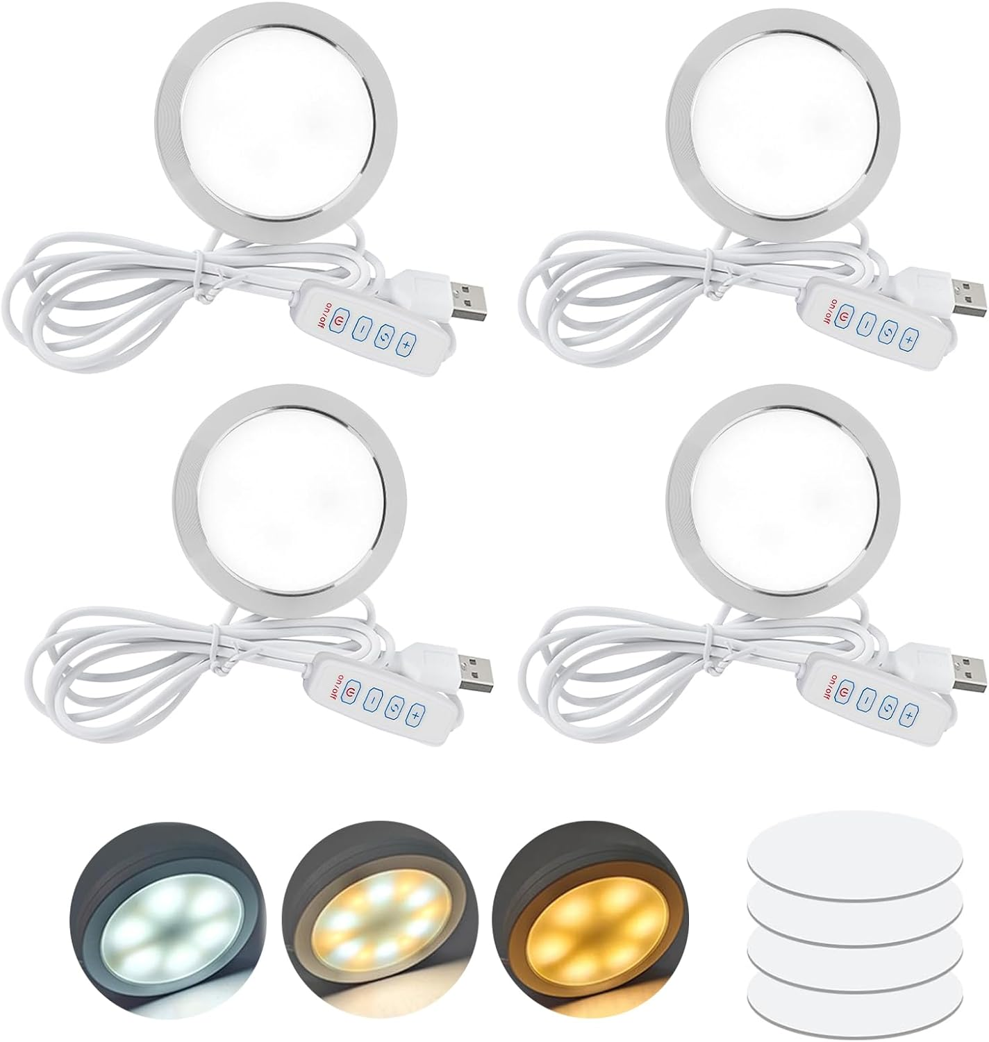 BORDEAG Set of 4 3D Printer LED Lamp Kit for Lab, LED Lamp Set, 3D Printer Accessories, Three Colours USB Powered, for 3D Printers, Cabinets, Showcases, Bookshelves image number 5