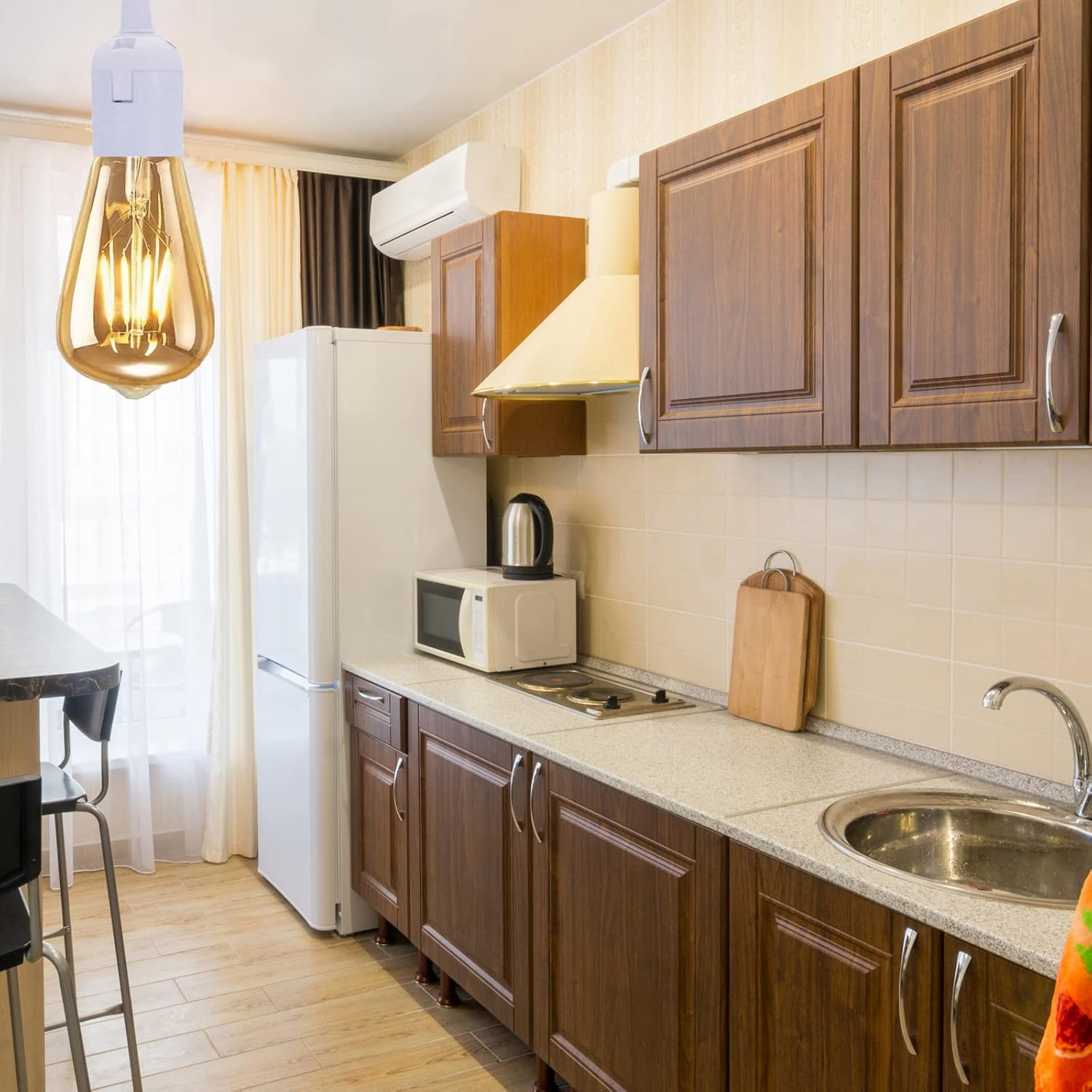 LED E27 Screw Light Bulb |Warm White 2700K 4W Vintage Edison Bulb |ST64 Dimmable Amber LED Replacement for 40W Incandescent Equivalent (4 PCS Amber Bulbs) image number 5