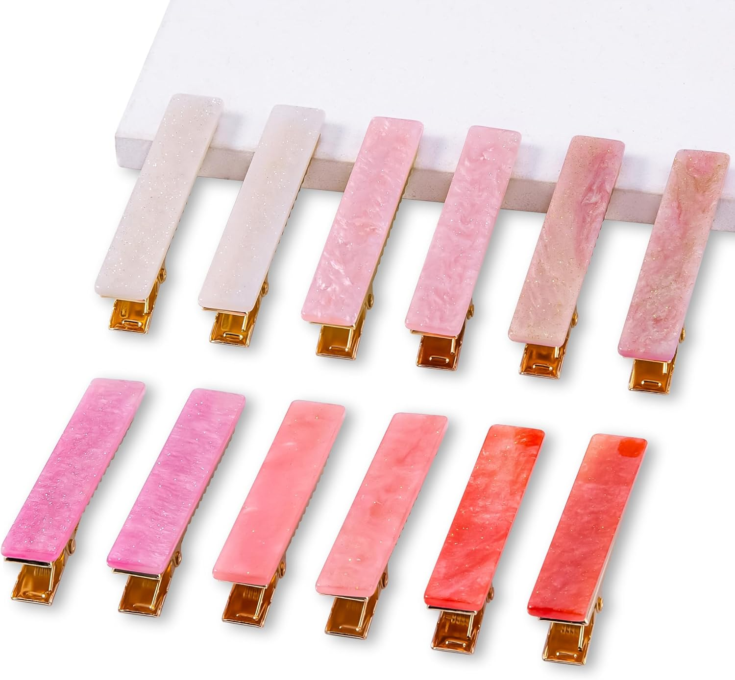 Cptots 12 PCS Acrylic Resin Alligator Barrettes for Women Small Cute Clips for Thick Thin Hair Fashion Decorative Accessories,Sparkling Multicolor