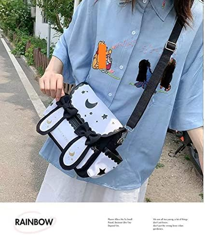 Japanese Kawaii Bunny Ear Backpack with Cute Manga Girl School Backpack Book Bag Satchel Student Cosplay Teen Lolita JK - Black image number 6