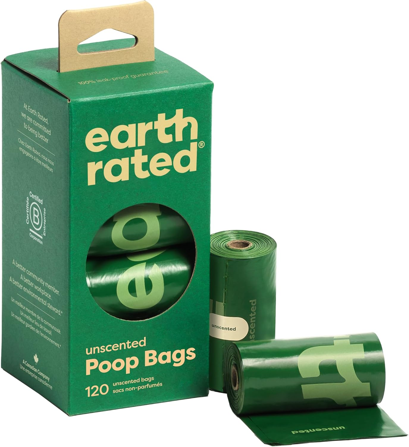 Earth Rated Dog Poop Bags, 120 Extra Thick and Strong Biodegradable Poop Bags for Dogs, Guaranteed Leak-Proof, Unscented, 8 Rolls, 15 Doggy Bags per Roll, Each Dog Waste Bag Measures 23 X 33 Cm image number 4