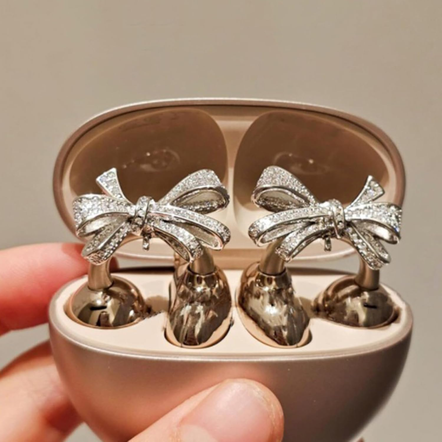Erconsso Open Ear Buds Rhinestone - Clip on Headphone Decoration Rhinestone Bow-Shaped - Fashionable Open-Ear Headset Decoration Accessories for Daughter Girlfriend Wife Sister image number 6