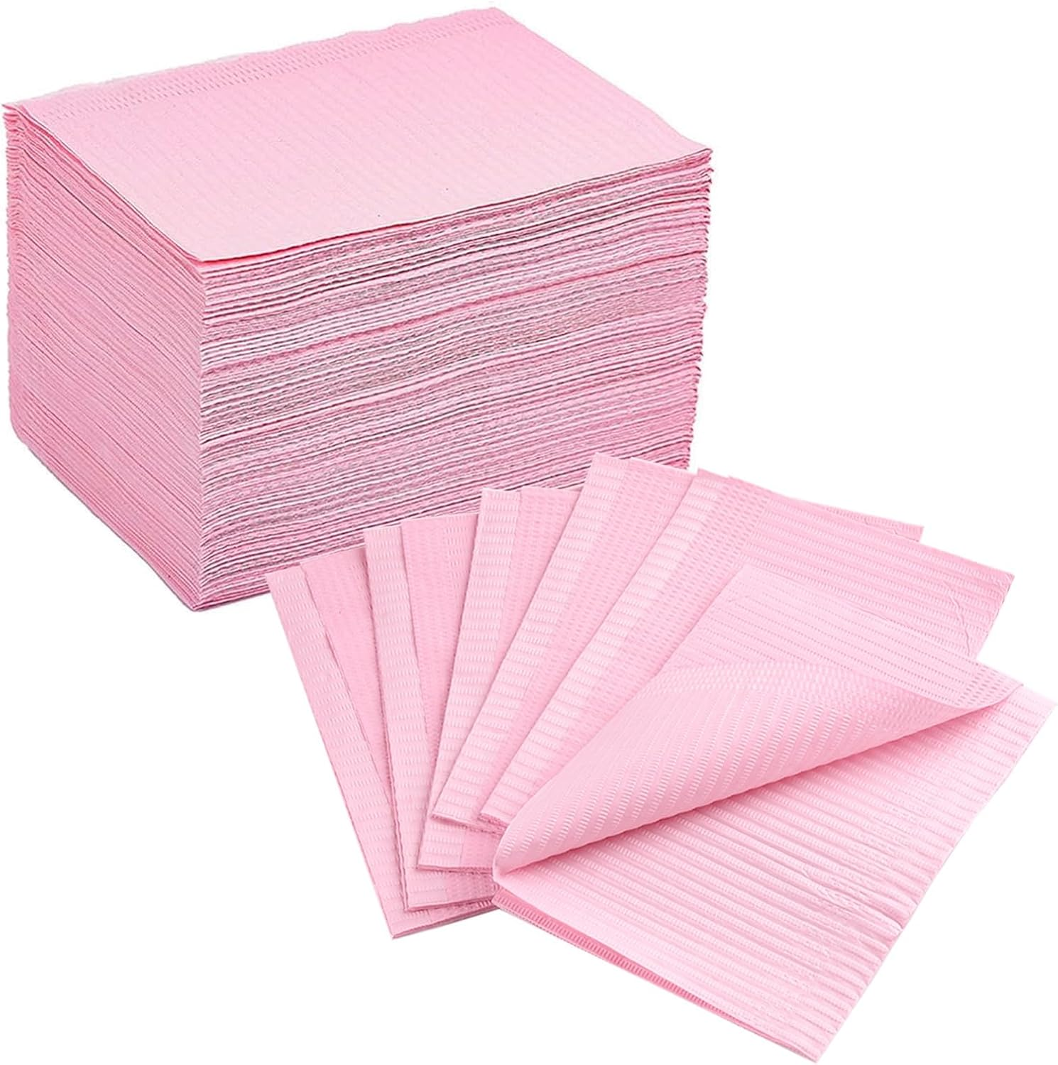 SUTOKAKA 125Pcs Pink Disposable Table Mats for Nail Art 3 Ply Foldable Waterproof Dental Bibs Tattoo Sheets Nail Practice Table Cover for Medical Supplies Manicure Salon Pads image number 5