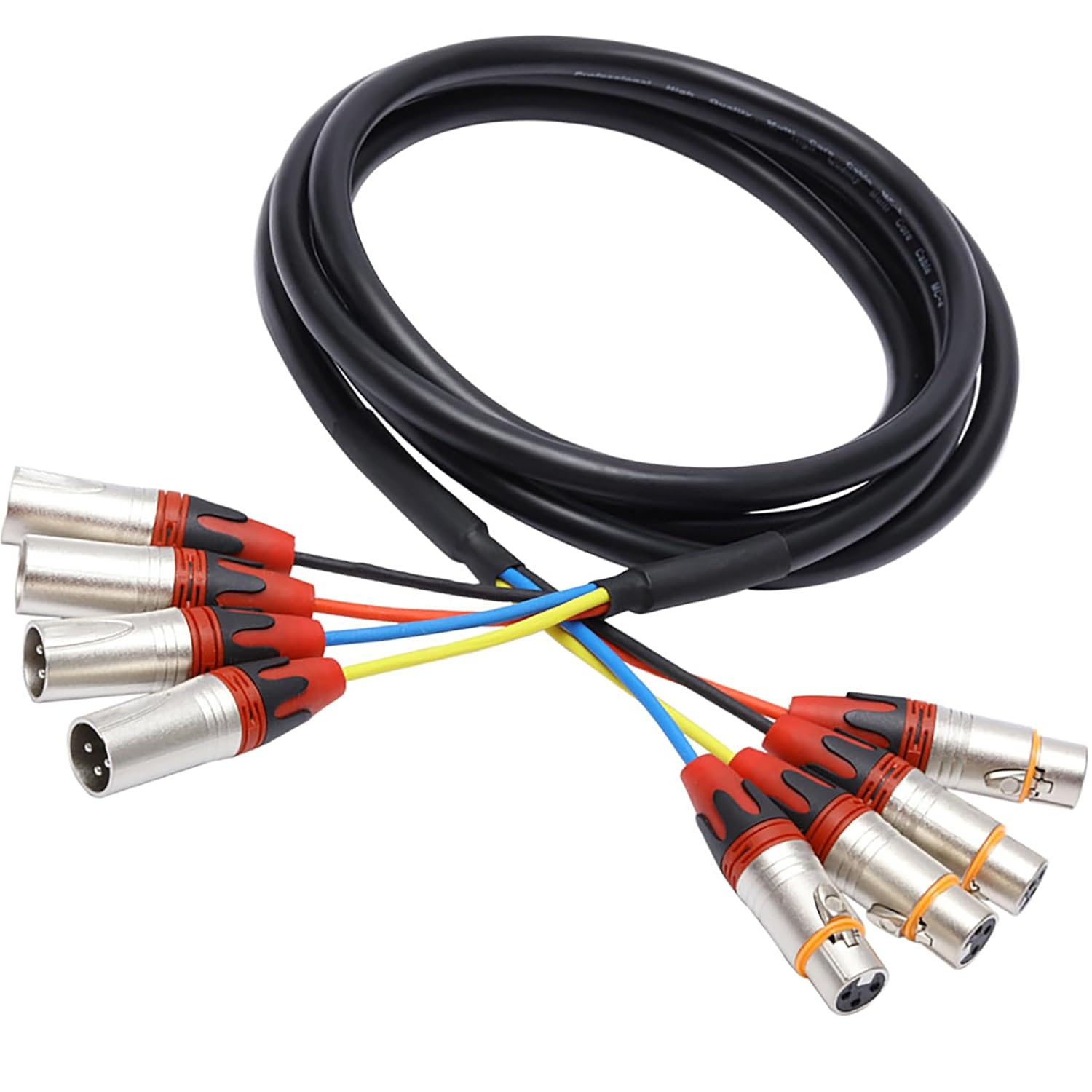 Tunghey XLR Snake Cables, 4-Channel Microphone Patch Cable Pro Audio Snake Cables XLR Male to Female Recording Color Coded Cables (1M) - 1M image number 2