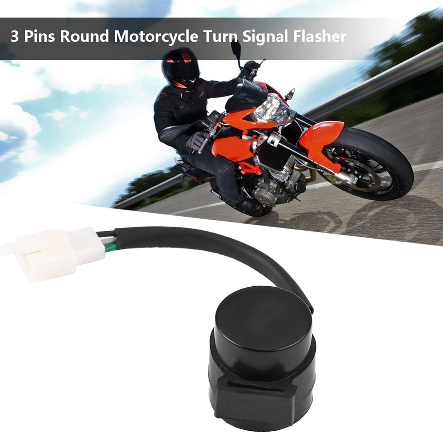 Qiilu 3-Pin Turn Signal Flasher Relay round Flasher Blinker Relay for GY6 50-250Cc Motorcycles Scooters Moped ATV, Motorbike Accessories image number 1