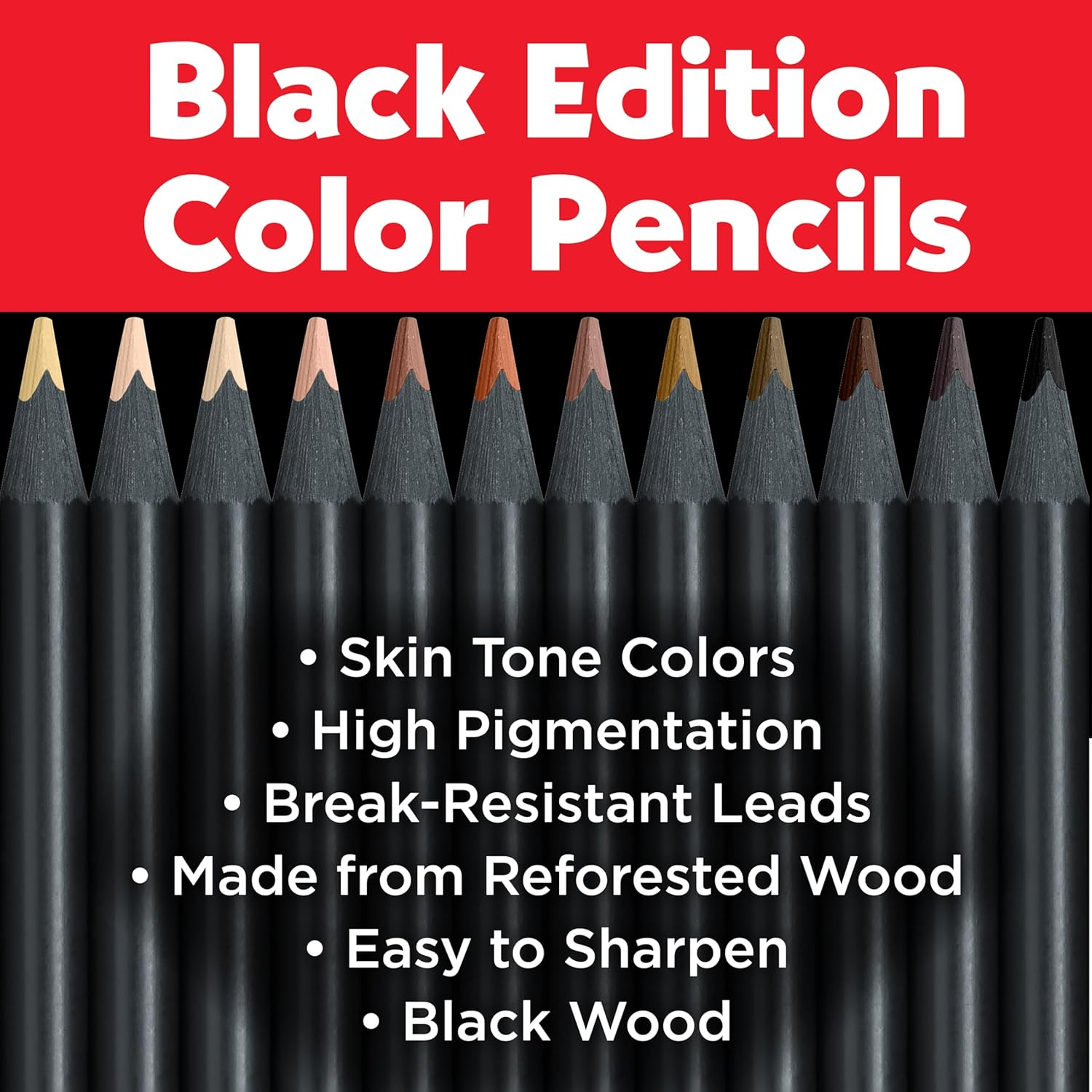 Faber-Castell 116414 Colouring Pencils Skin-Coloured Black Edition, Pack of 12, Shatterproof, Triangular, Skin Tones image number 2